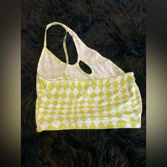 Pacsun Green Checkered Asymmetrical Top - Picture 3 of 4